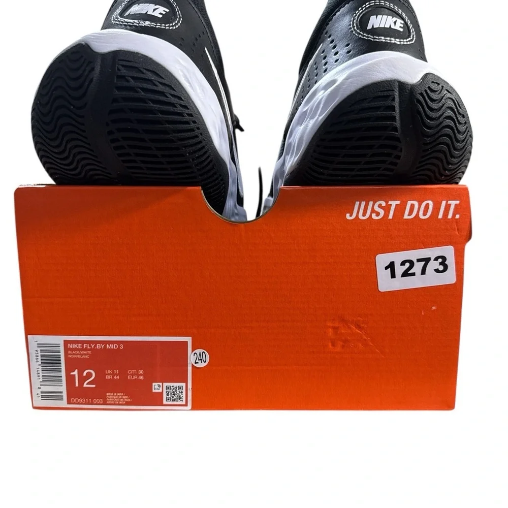 Nike Fly By Mid 3 Black and White Sneakers - Size 12 - Picture 9 of 9